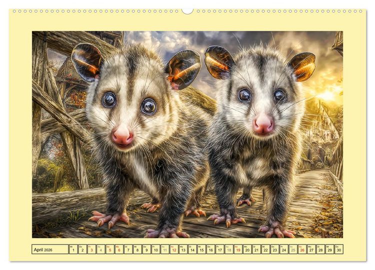 Produktbild: Sanfte Beutelratten. Opossums im stillen Rhythmus der Natur (hochwertiger Premium Wandkalender 2026 DIN A2 quer), Kunstdruck in Hochglanz