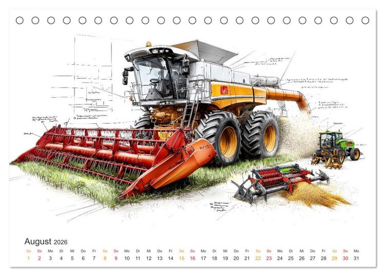 Produktbild: M&auml;hdrescher - Design Studien (Tischkalender 2026 DIN A5 quer), CALVENDO Monatskalender