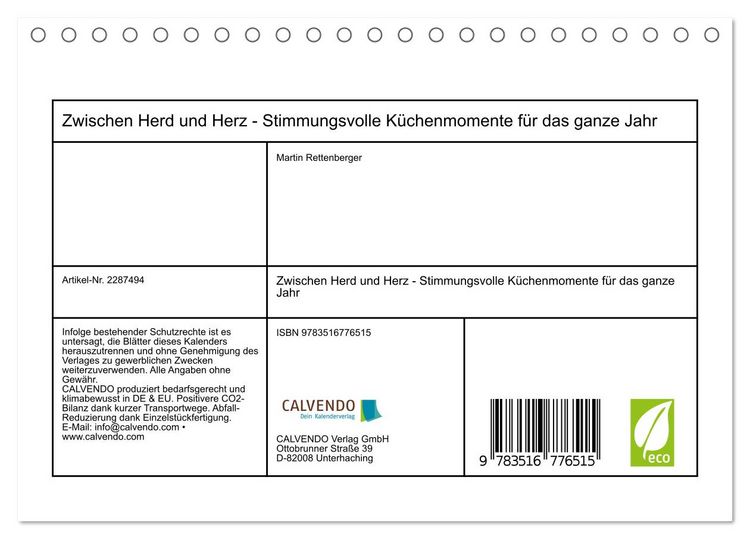 Produktbild: Zwischen Herd und Herz - Stimmungsvolle K&uuml;chenmomente f&uuml;r das ganze Jahr (Tischkalender 2027 DIN A5 quer), CALVENDO Monatskalender