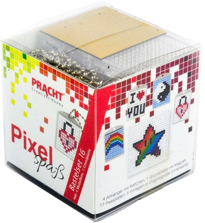 Produktbild: Pixel Bastelset 16 Regenbogen, I Love You, Ying und Yang, Stern