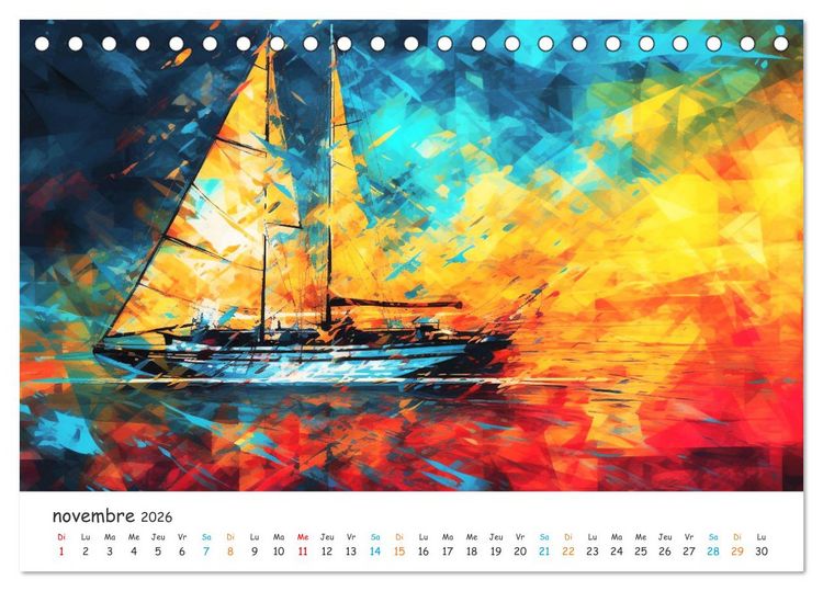 Produktbild: Voiles au gr&eacute; du temps (Calendrier de bureau 2026 DIN A5 vertical), CALVENDO calendrier mensuel