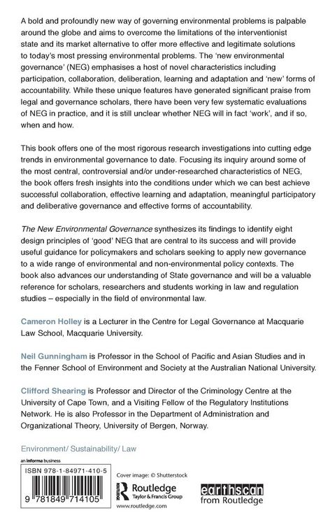 Produktbild: The New Environmental Governance