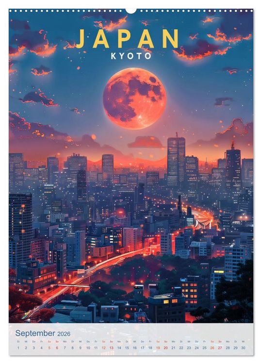 Produktbild: Japan - Old School Poster Style (Wandkalender 2026 DIN A2 hoch), CALVENDO Monatskalender