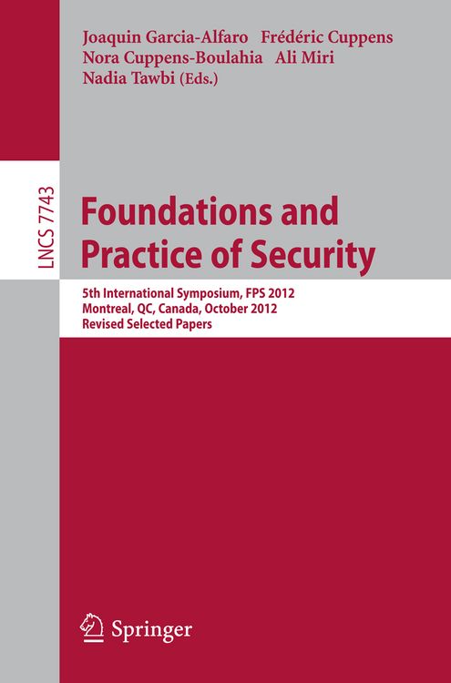 Produktbild: Foundations and Practice of Security
