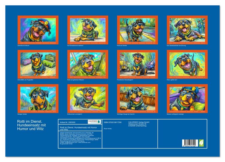 Produktbild: Rotti im Dienst. Hundeeinsatz mit Humor und Witz (Wandkalender 2026 DIN A2 quer), CALVENDO Monatskalender