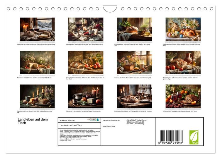 Produktbild: Landleben auf dem Tisch (Wandkalender 2026 DIN A4 quer), CALVENDO Monatskalender