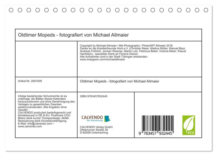 Produktbild: Oldtimer Mopeds - fotografiert von Michael Allmaier (Tischkalender 2026 DIN A5 quer), CALVENDO Monatskalender