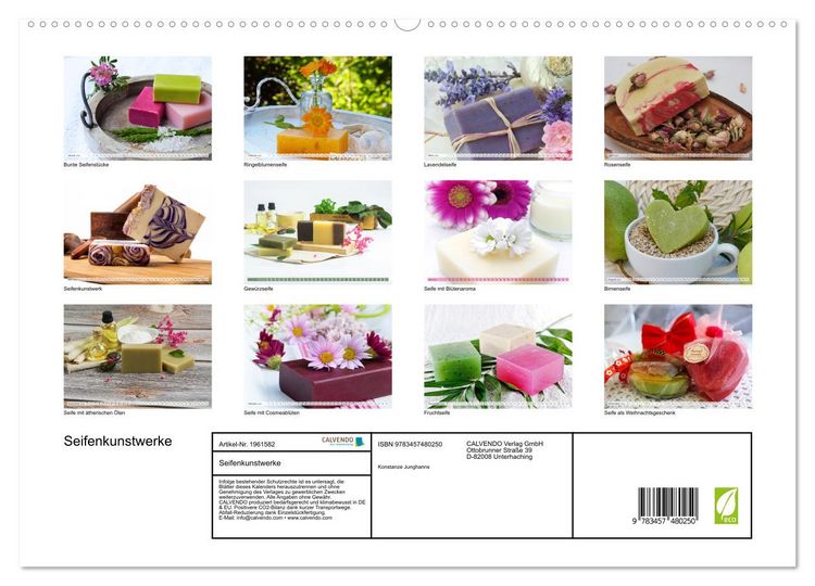Produktbild: Seifenkunstwerke (hochwertiger Premium Wandkalender 2026 DIN A2 quer), Kunstdruck in Hochglanz