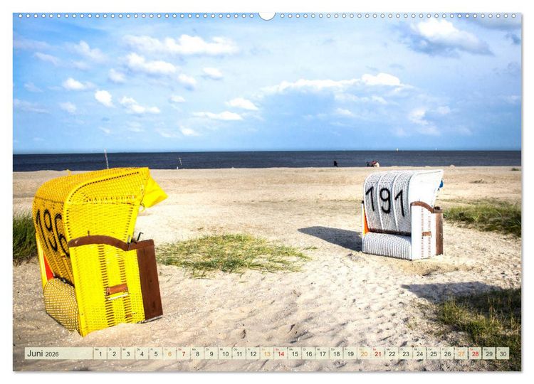 Produktbild: Maritime K&uuml;stenorte - von Greetsiel, &uuml;ber Neuharlingersiel bis Schillig (Wandkalender 2026 DIN A2 quer), CALVENDO Monatskalender