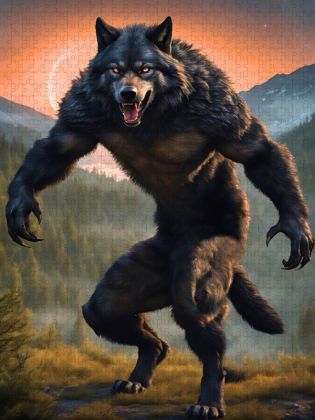 Produktbild: CALVENDO Puzzle Ein Werwolf heult zum roten Mond | 1000 Teile Lege-Gr&ouml;&szlig;e 64x48cm Foto-Puzzle f&uuml;r gl&uuml;ckliche Stunden