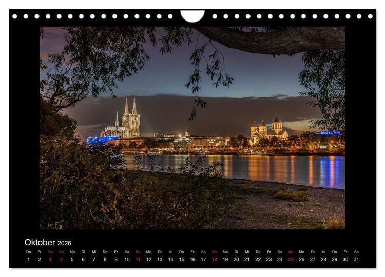 Produktbild: K&ouml;ln &ndash; Nachts 2026 (Wandkalender 2026 DIN A4 quer), CALVENDO Monatskalender