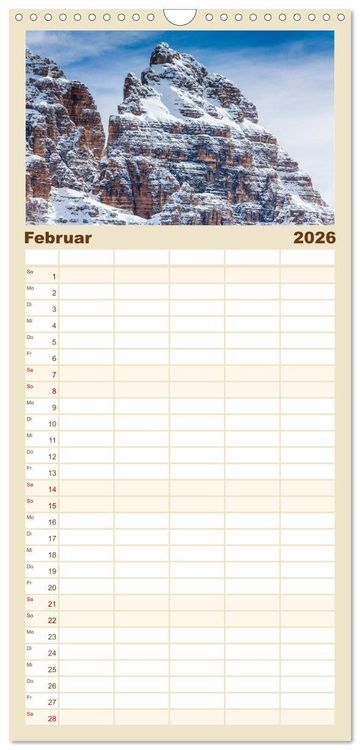 Produktbild: Familienplaner 2026 - Drei Zinnen. Sextner Dolomiten mit 5 Spalten (Wandkalender, 21 x 45 cm) CALVENDO