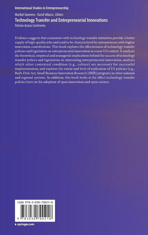 Produktbild: Technology Transfer and Entrepreneurial Innovations