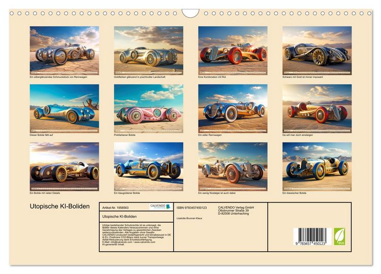 Produktbild: Utopische KI-Boliden (Wandkalender 2026 DIN A3 quer), CALVENDO Monatskalender
