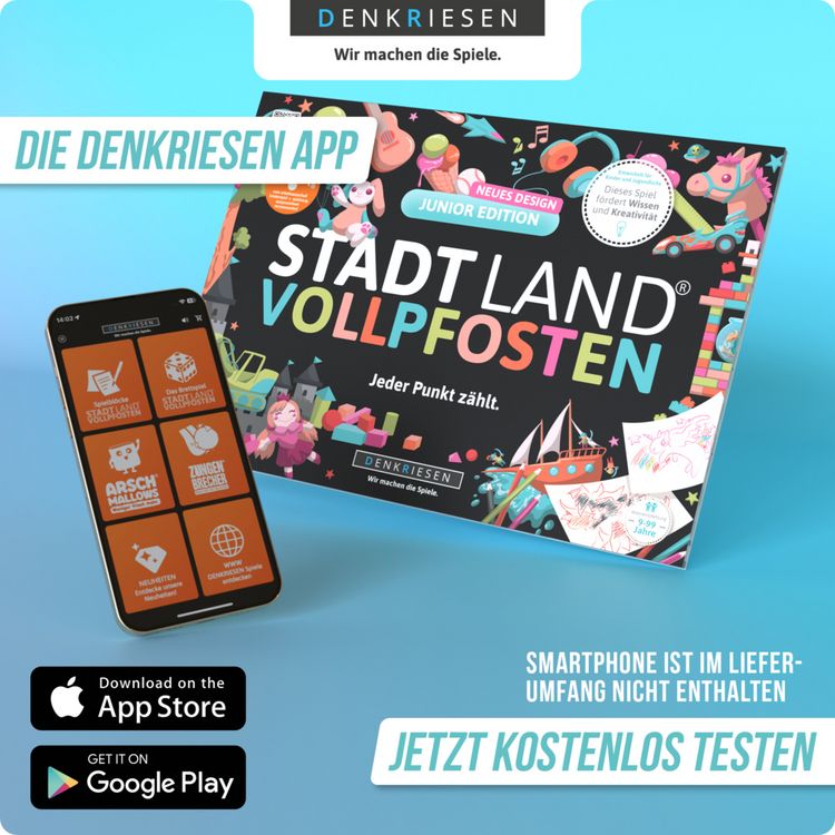 Produktbild: Denkriesen - Stadt Land Vollpfosten&reg; Junior Edition &ndash; "Jeder Punkt z&auml;hlt."