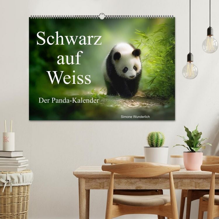 Produktbild: Schwarz auf Wei&szlig; - Der Panda-Kalender (Wandkalender 2026 DIN A2 quer), CALVENDO Monatskalender