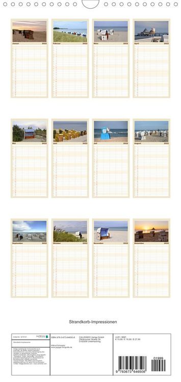Produktbild: Familienplaner Strandkorb-Impressionen (Wandkalender 2022 , 21 cm x 45 cm, hoch)