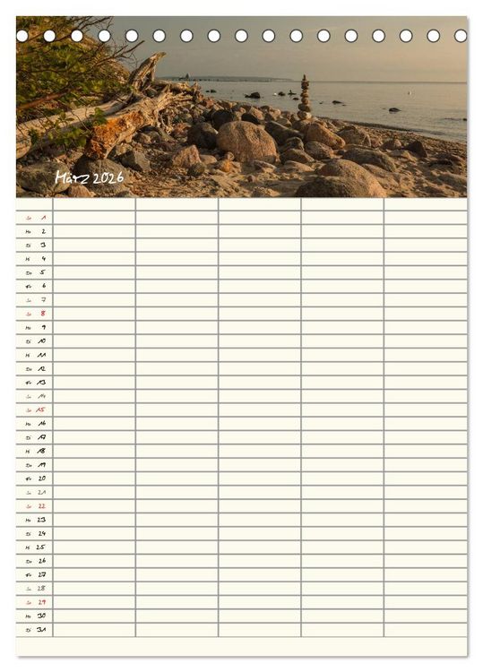 Produktbild: R&uuml;gen - Urlaubsparadies an der Ostsee - Familienplaner (Tischkalender 2026 DIN A5 hoch), CALVENDO Monatskalender
