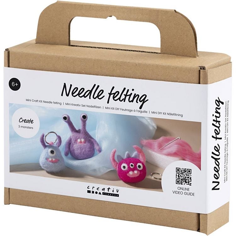 Produktbild: Creativ Company DIY Sets Filz & Fleece Mini Kreativ Set Nadelfilzen, Sortierte Farben, Monster, Kreativ Box