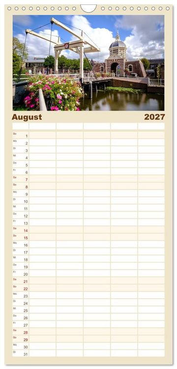 Produktbild: Familienplaner 2027 - Ein Blick auf Leiden mit 5 Spalten (Wandkalender, 21 x 45 cm) CALVENDO