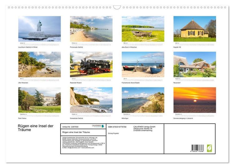 Produktbild: R&uuml;gen eine Insel der Tr&auml;ume (Wandkalender 2027 DIN A2 quer), CALVENDO Monatskalender