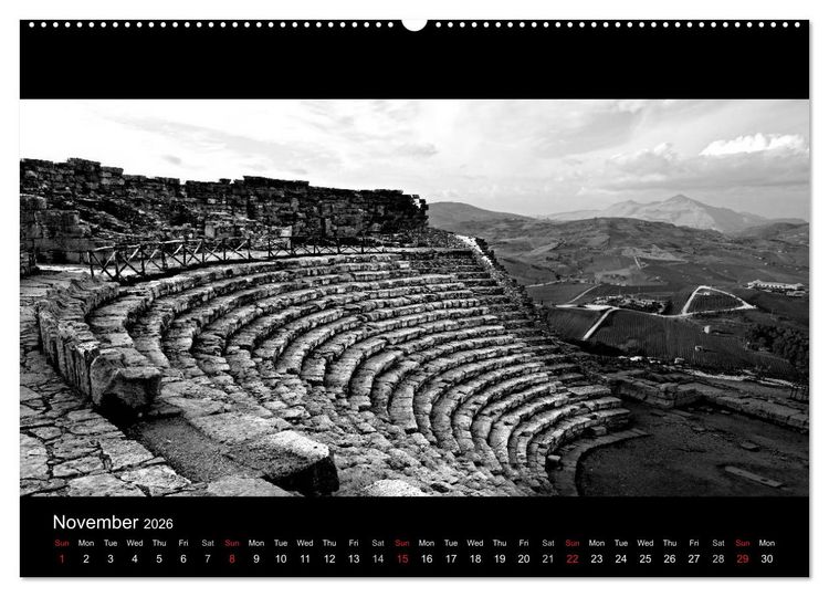Produktbild: Black and White Sicily (High Quality Premium Wall Calendar 2026 DIN A2 landscape),CALVENDO 12 Month Wall Calendar
