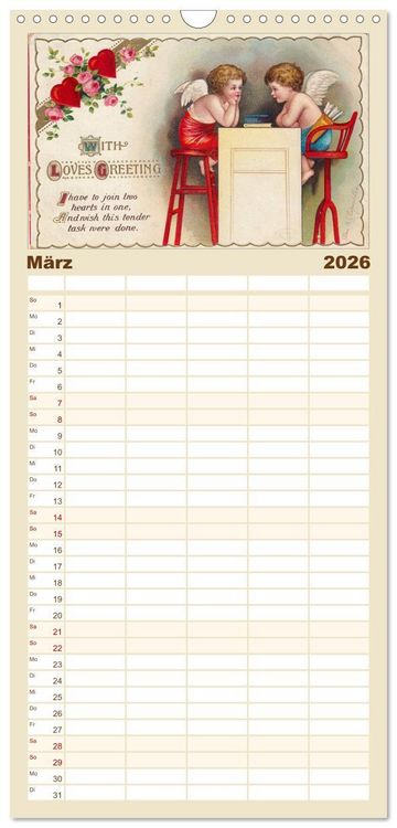 Produktbild: Familienplaner 2026 - Liebesboten mit 5 Spalten (Wandkalender, 21 x 45 cm) CALVENDO