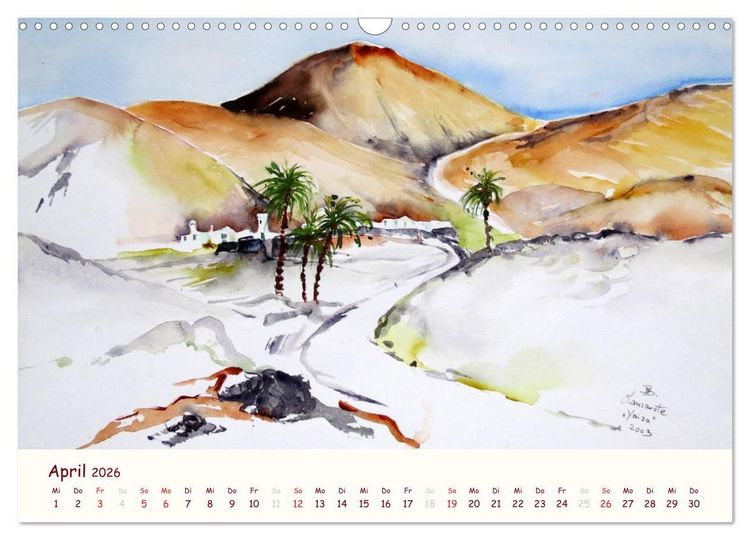 Produktbild: Lanzarote und Teneriffa - Aquarelle (Wandkalender 2026 DIN A3 quer), CALVENDO Monatskalender