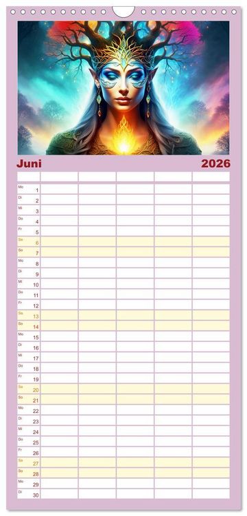 Produktbild: Familienplaner 2026 - Elfen Zauberhafte Fantasiewesen mit 5 Spalten (Wandkalender, 21 x 45 cm) CALVENDO