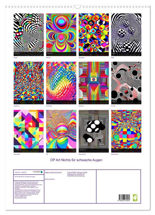 Produktbild: OP Art Nichts f&uuml;r schwache Augen (Wandkalender 2026 DIN A2 hoch), CALVENDO Monatskalender