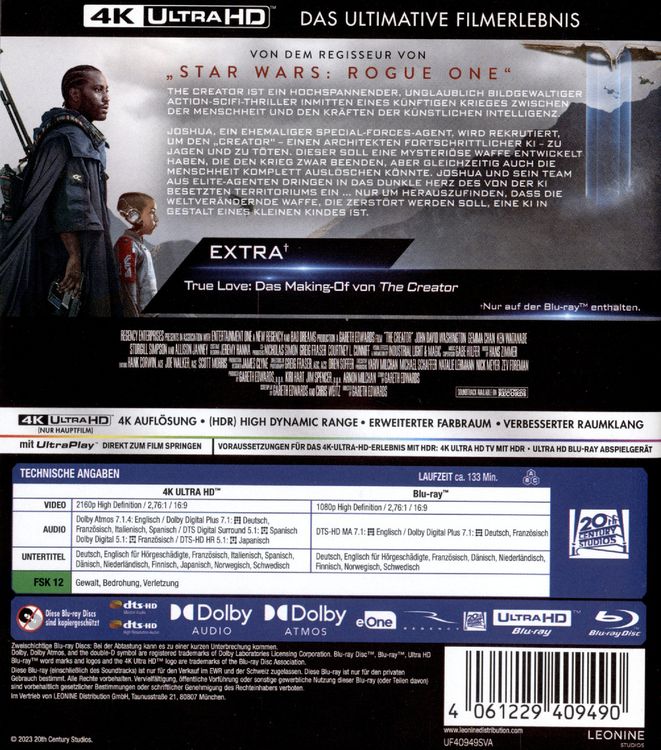 Produktbild: The Creator (4K Ultra HD) (+ Blu-ray)