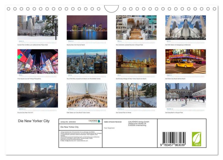 Produktbild: Die New Yorker City (Wandkalender 2026 DIN A4 quer), CALVENDO Monatskalender