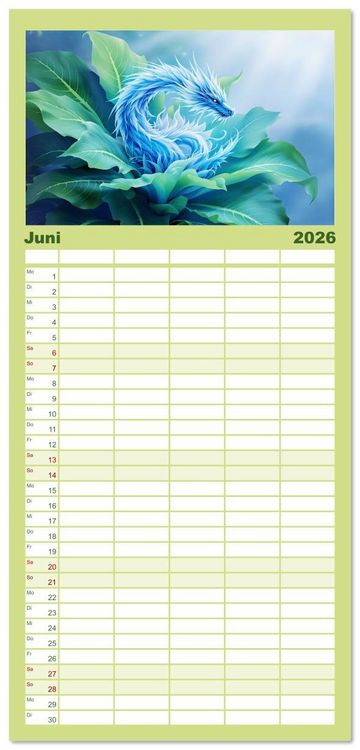 Produktbild: Familienplaner 2026 - Mythos trifft Botanik &ndash; Die geheimnisvollen Drachenpflanzen mit 5 Spalten (Wandkalender, 21 x 45 cm) CALVENDO