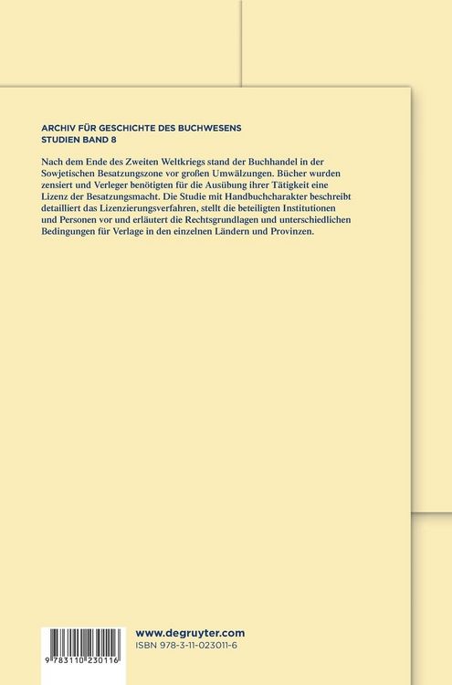 Produktbild: Verlagslizenzierungen in der Sowjetischen Besatzungszone (1945-1949)