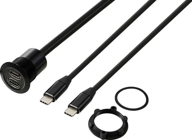 Produktbild: TRU COMPONENTS USB-C&reg; (3.1) 2x Buchse/Stecker 1m Kabel schwarz TC-13376320 Inhalt: 1St.