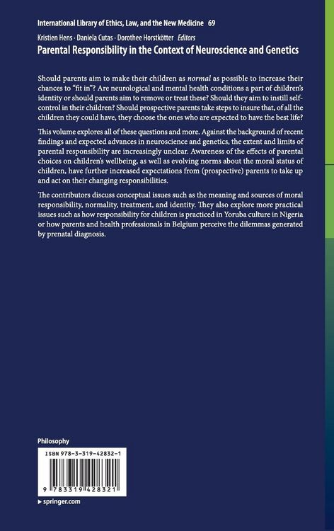 Produktbild: Parental Responsibility in the Context of Neuroscience and Genetics