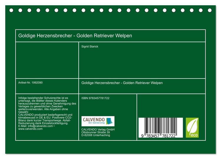 Produktbild: Goldige Herzensbrecher - Golden Retriever Welpen (Tischkalender 2026 DIN A5 quer), CALVENDO Monatskalender