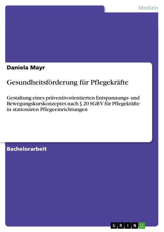 Produktbild: Gesundheitsf&ouml;rderung f&uuml;r Pflegekr&auml;fte