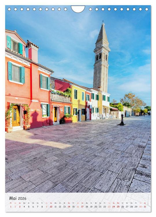Produktbild: Venedig und Burano, Stadt am Wasser und Insel der bunten H&auml;user (Wandkalender 2026 DIN A4 hoch), CALVENDO Monatskalender