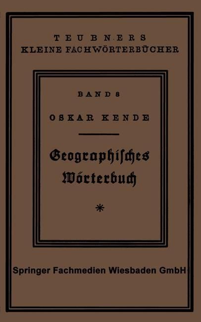 Produktbild: Geographisches W&ouml;rterbuch
