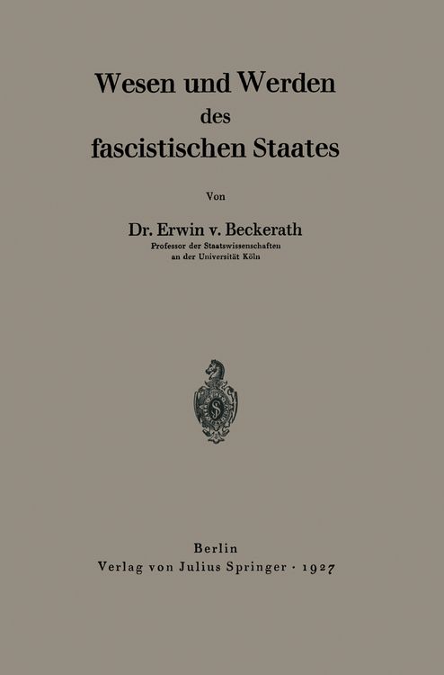 Produktbild: Wesen und Werden des fascistischen Staates