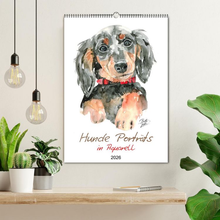 Produktbild: Hunde Portr&auml;ts in Aquarell (Wandkalender 2026 DIN A2 hoch), CALVENDO Monatskalender