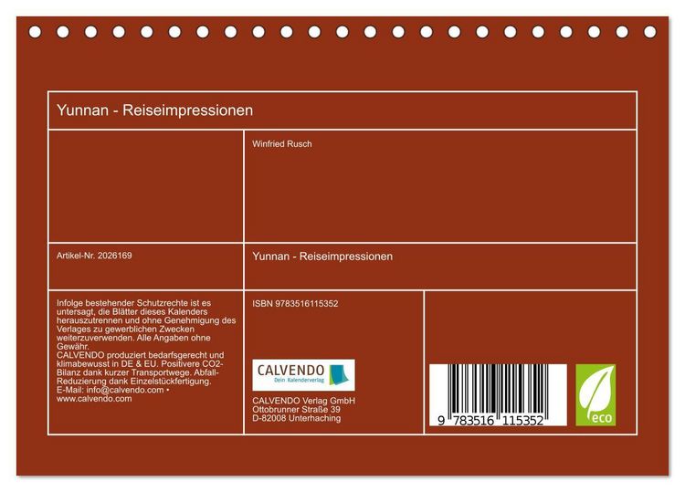 Produktbild: Yunnan - Reiseimpressionen (Tischkalender 2026 DIN A5 quer), CALVENDO Monatskalender