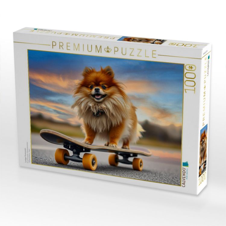 Produktbild: CALVENDO Puzzle Lustiger Pomeranian | 1000 Teile Lege-Gr&ouml;&szlig;e 64x48cm Foto-Puzzle f&uuml;r gl&uuml;ckliche Stunden