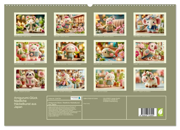 Produktbild: Amigurumi-Gl&uuml;ck. Niedliche H&auml;ckelkunst aus Japan (hochwertiger Premium Wandkalender 2026 DIN A2 quer), Kunstdruck in Hochglanz