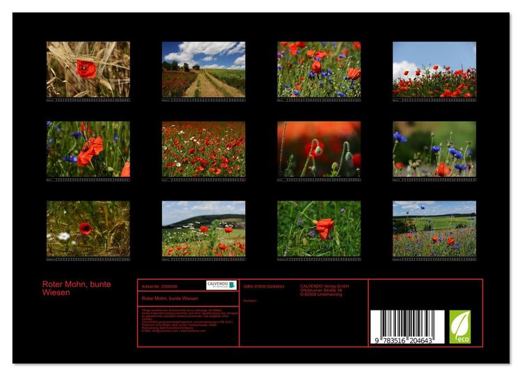 Produktbild: Roter Mohn, bunte Wiesen (Wandkalender 2026 DIN A4 quer), CALVENDO Monatskalender