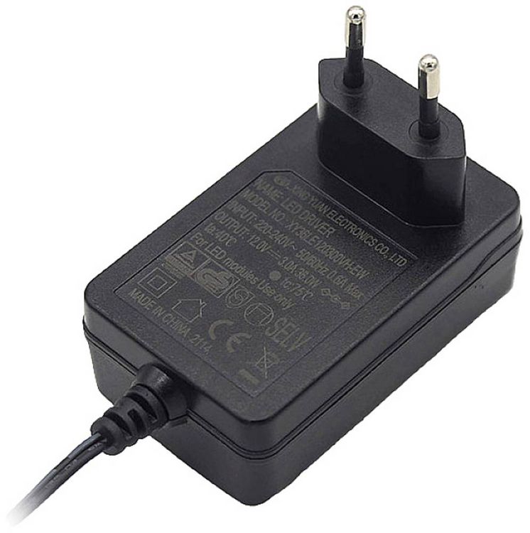 Produktbild: Dehner Elektronik XY 36LE-1203000VH-EW LED-Trafo, LED-Treiber Konstantspannung 36 W 3.0 A 12 V/DC &Uuml;berlastschutz, &Uuml;berspannung 1 St.