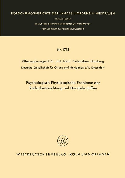 Produktbild: Psychologisch-Physiologische Probleme der Radarbeobachtung auf Handelsschiffen