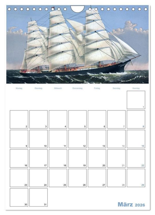 Produktbild: Segelschiffe - mit Planerfunktion (Wandkalender 2026 DIN A4 hoch), CALVENDO Monatskalender