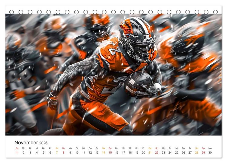 Produktbild: American Football - coole Momente (Tischkalender 2026 DIN A5 quer), CALVENDO Monatskalender